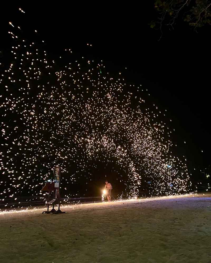 Fire show at Ao Chor beach in Koh Samet